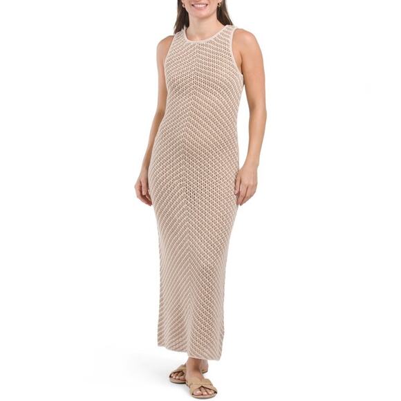 House of Harlow 1960 Dresses & Skirts - House Of Harlow 1960 NWT Chevron Crochet Knit Ivory Khaki Maxi Dress Size M